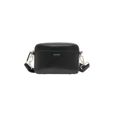 Borsa a Tracolla Pineider - Crossbody in Pelle di Vitello Nera Liscia
