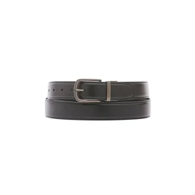 Cintura Pineider Uomo - Daily 23 Reversibile in Pelle Nera-Verde con Fibbia Satinata