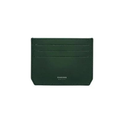 Porta Carte di Credito Pineider - Daily 23 in Pelle di Vitello Verde Liscia con 6 Scomparti