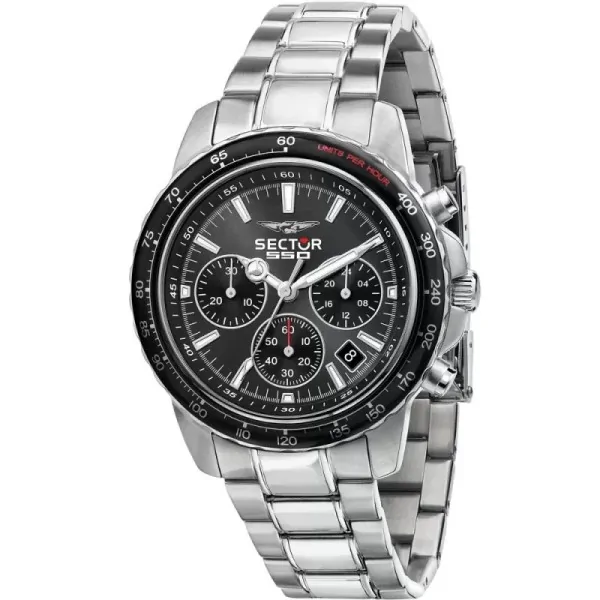 Orologio Uomo SECTOR 550 R3273993002 Chrono Bracciale Acciaio Nero Sub 100mt
