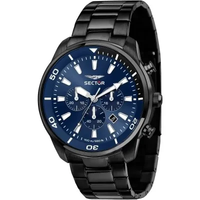 Orologio Uomo Sector Oversize R3273602016 Chrono Bracciale Acciaio Nero Blu