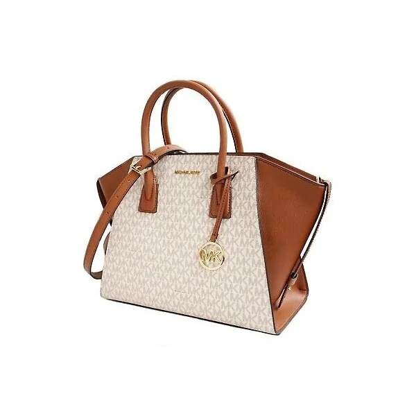 Michael Kors Avril Large Satchel Logo Vanilla