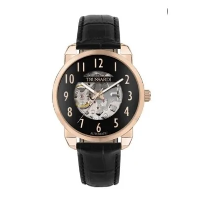 Trussardi T-City – Orologio Uomo Automatico Pelle Nero/Oro Rosa