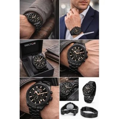 Orologio SECTOR Uomo 240 Cronografo Acciaio Total Black Limited Orologio SECTOR Uomo 240 Cronografo Acciaio Total Black Limited