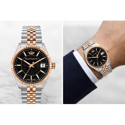 Orologio Uomo Philip Watch Caribe Solo Tempo Bicolore Quadrante Nero R8253597093 Orologio Uomo Philip Watch Caribe Solo Tempo Bicolore Quadrante Nero R8253597093